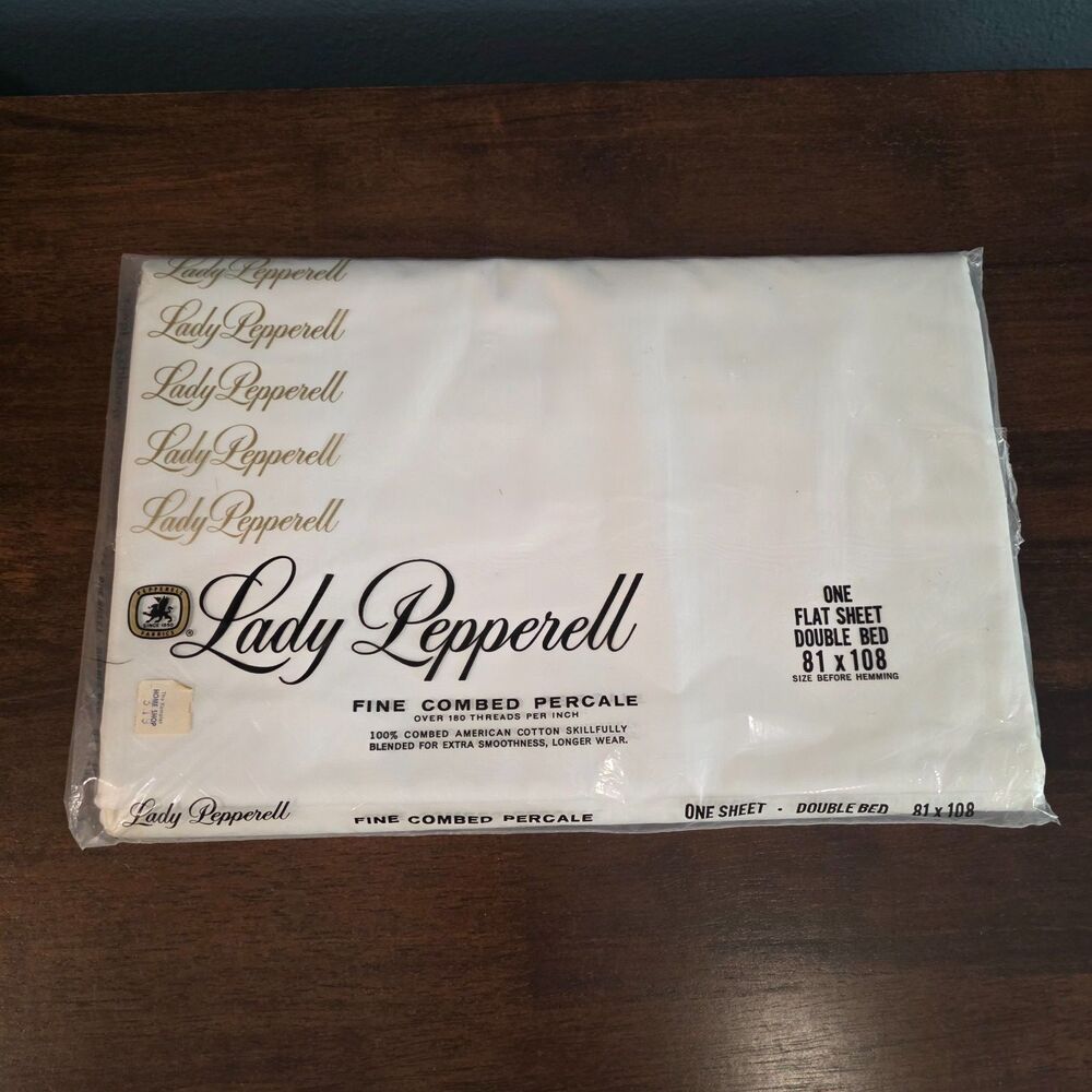 Vtg Lady Pepperell Sheet Double Flat Sheet White Percale 100% Cotton 81 x 108